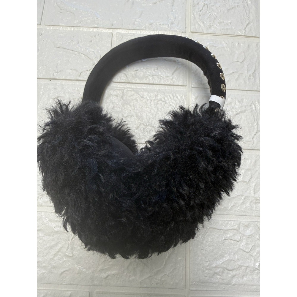 Anthropologie Violet & Brooks Black Faux Fur Studded Earmuffs One Size NWT